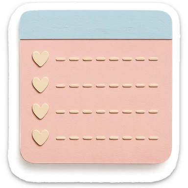 soft pastel kawaii weekly planner box with delicate dotted lines and tiny heart icons sticker