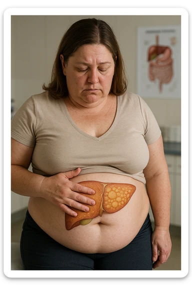 donna con fegato grasso immagine realistica sticker