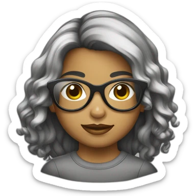 Niña pelo negro con gafas cuadradas sticker