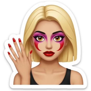 A baddie emoji with makeup and nails sticker