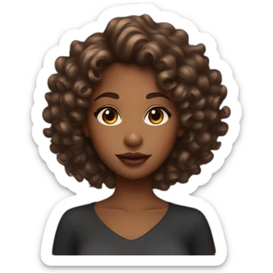 A brown skin girl with curly hair and big lips sticker