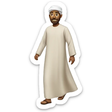 a man in a thobe walking. sticker