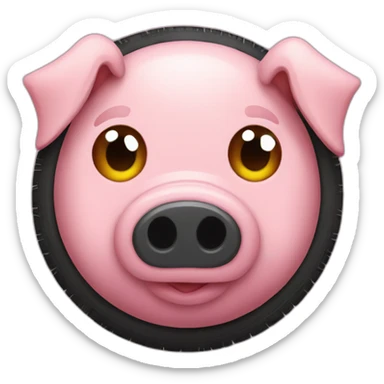 Tire-shaped pig with pixel eyes-mystery- sticker
