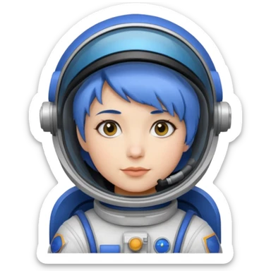 Female astronaut with short blue hair sticker