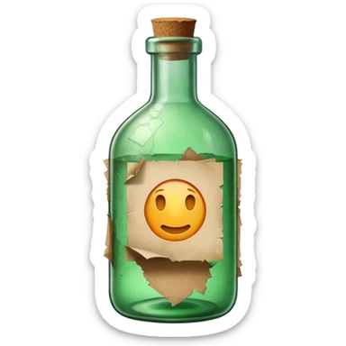 Message letter paper in green Bottle sticker