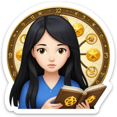 emoji of a girl with long hair reading a horoscope sticker