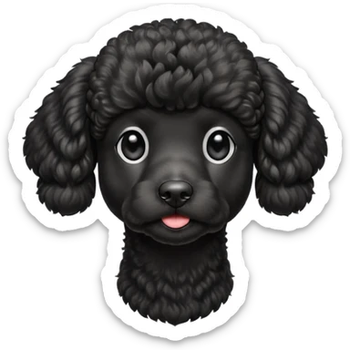 A high-resolution digital illustration of a black poodle in a clean, semi-realistic style. The poodle is shown from the chest up, facing sideways head tilted of the head to the left sticker