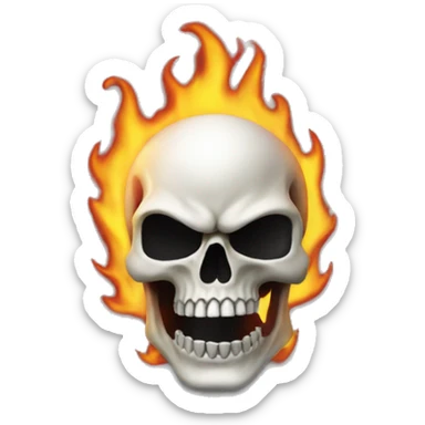 ghost-rider skull in flames sticker