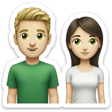 white green eyed boy with white brunette girl sticker
