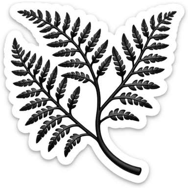 Black and silver filigree fern leaf, 3D, extremely detailed design sticker
