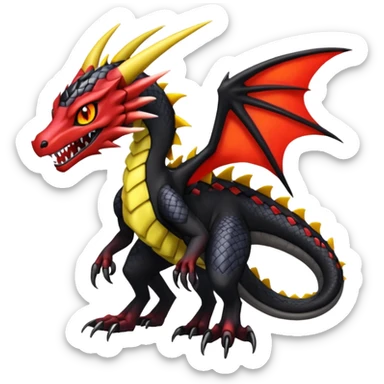 Colorful Gothic Demonic Evil Scaley Meloetta-Salandit-Wargreymon-Sergal-Pokémon-Digimon-Fakémon-fusion-hybrid-creature sticker