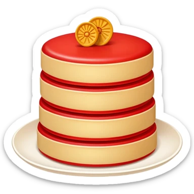 Chinese New Year Nian Gao sweet rice cake with red decorations, simplified emoji style with bold outlines and bright colors, cartoon style sticky new year dessert sticker