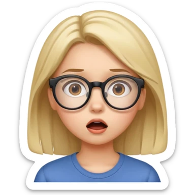 girl with glasses looking surprised into the distance sticker