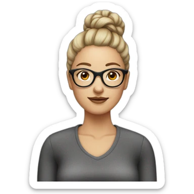 white skin woman with bun and glasses sticker