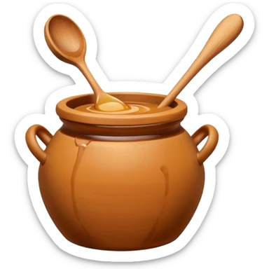  clay honey pot with a wooden spoon sticker