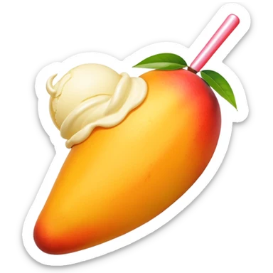 mango and scoop of vanilla ice cream sticker