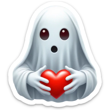 ghost holding heart sticker