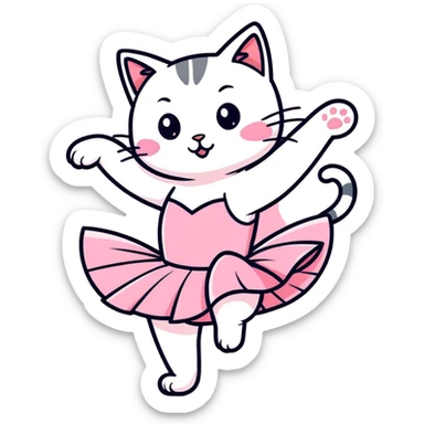Cat dancing wearing a tutu sticker