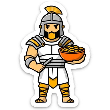 A gladiator holding a bowl of barley sticker