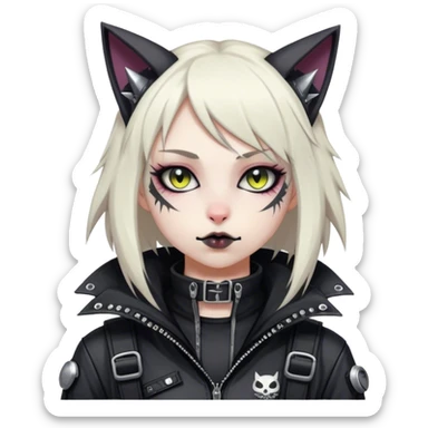 Edgy Kawaii Cute Cool Cartoon Anime Punk Techwear Gothic Catgirl sticker