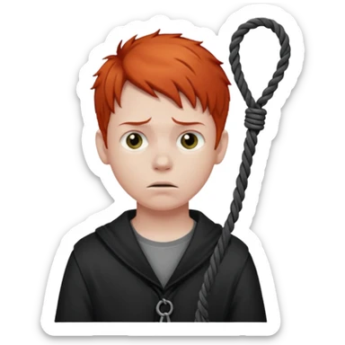 red headed boy holding a noose  sticker
