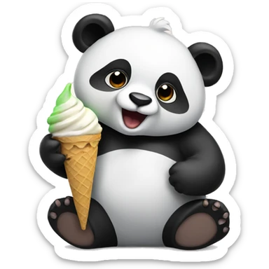 Panda eating ice cream sticker