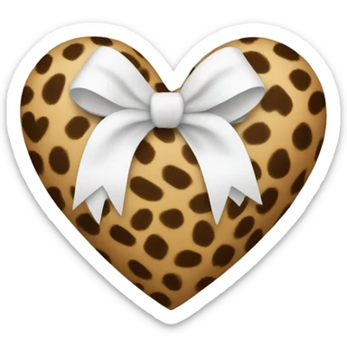 Cheetah print heart with white bow sticker