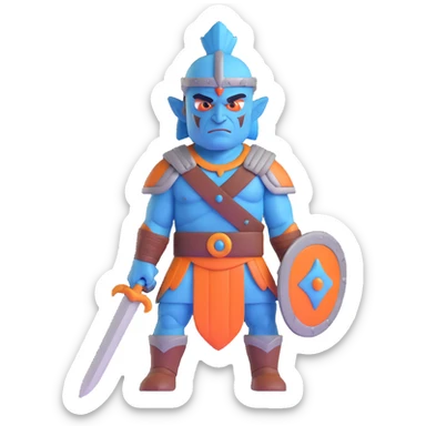 blue-skinned giant warrior with stitched skin sticker