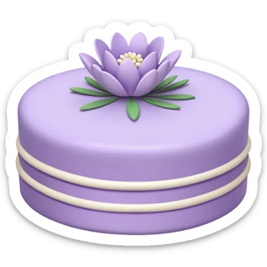 Pastel white and pastel purple marzipan cake with a lavender flower laying on top of it  sticker