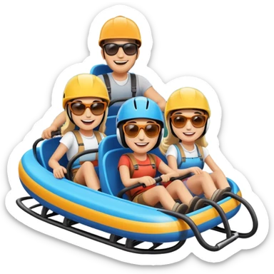 two men and two women on an alpine coaster sticker