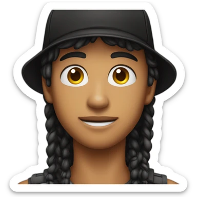 Joven con gorra negra para atras sticker