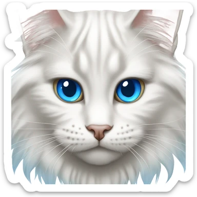 white maine coon cat with blue eyes sticker