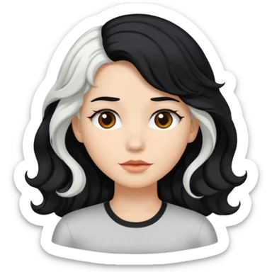 Black hair on top of white hair sticker