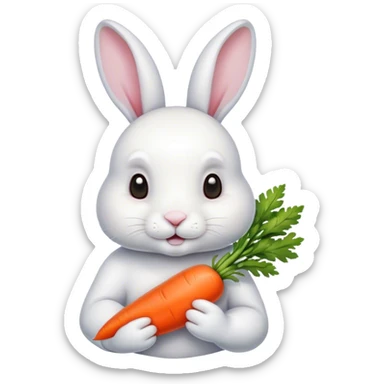 a bunny holding a carrot sticker
