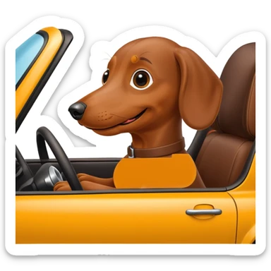 A dachshund driving a car sticker