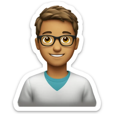 smiling boy in glasses sticker