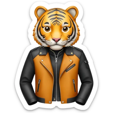 tiger in stylish leather jacket sticker