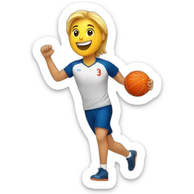 a handball with a smile sticker