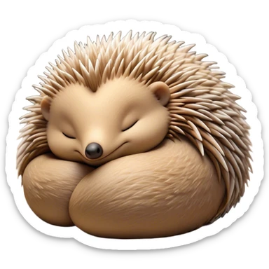 Meme-Worthy Cute Sleeping Echidna Portrait Emoji, Head resting peacefully with a contented smile, showcasing a delightfully compact build and a luxuriously soft spiky fur, eyes shut in a serene, restful nap, Simplified yet hilariously adorable features, highly detailed, glowing with a soft, drowsy light, high shine, relaxed and utterly lovable, stylized with an air of playful laziness, bright and heartwarming, soft glowing outline, capturing the essence of a comically sleepy echidna, so meme‐worthy it feels like it could instantly become the next viral sensation of adorable slumber! sticker