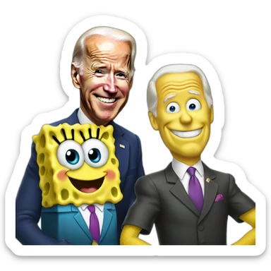 joe biden with spongebob sticker