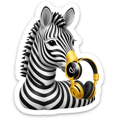 A zebra listening to music sticker