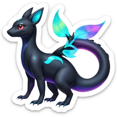 Colorful Neon Exotic Salandit-Aurorus-Umbreon-Fakémon-hybrid-creature (full body)  sticker