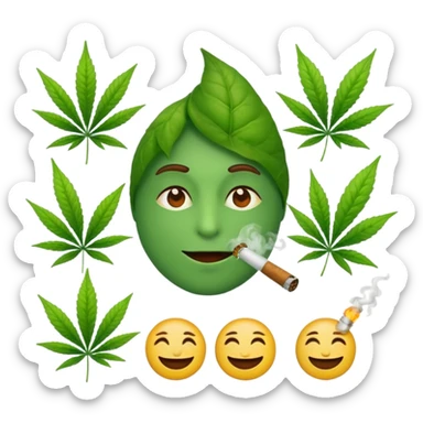 fait moi un pack demojis De fumeur pas avec les emojis de base mais des inventé type tete de beuh feuille de pe sticker