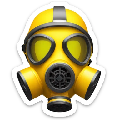 a yellow emoji weraing a gas mask. Make it seems if it was from apple sticker