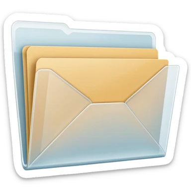 A simple emoji-style icon of a transparent white plastic folder, minimal and clean, with a visible envelope inside labeled “Henry Ballester”, subtle translucency, rounded corners, and soft shading. sticker