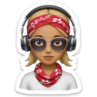 girl with shades, headphones and bandana sticker