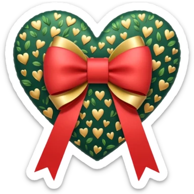 forest heart with gold bow and heart pattern on the bow sticker