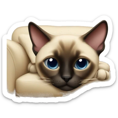 A Siamese cat sleeps on the couch sticker