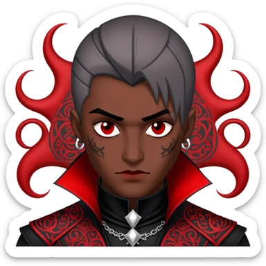 Dark evil Badass emo Goth red and white and black and silver villain, handsome, attractive, intricate patterns  sticker