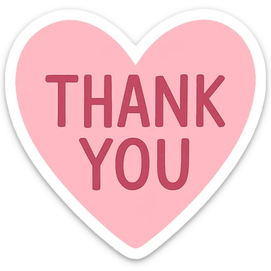 pink Thank you heart, remove background sticker